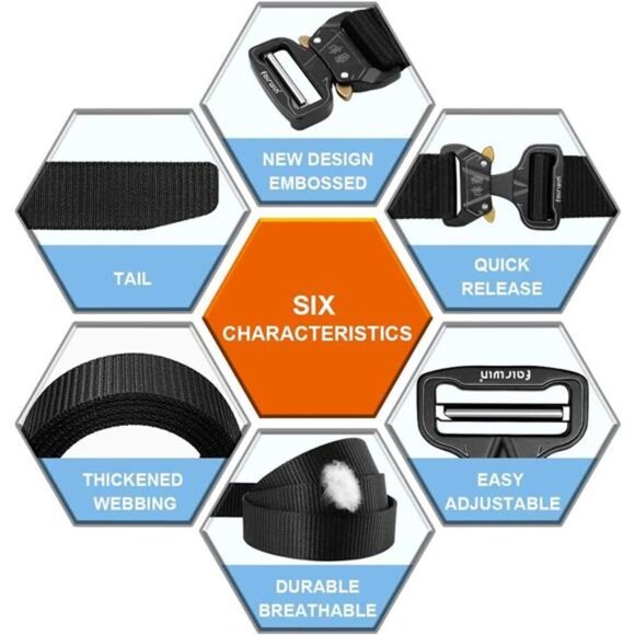 Men's Tactical Belt, 2 Pack 1.5 Inch Military Tactical Belts for Men, Web Belt - Picture 2 of 7